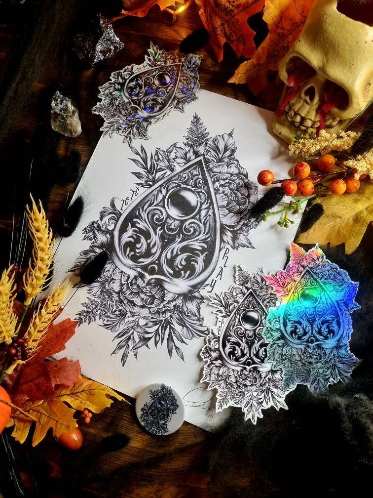 Ouiji plancheet, ouija, ouiji spooky halloween horror art print unique eco-friendly acid-free dark arts witchy illustration wall art decor