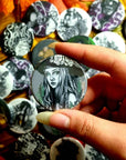 Cute, horror, halloween,witch, unique, handmade art artist illustration ecofriendly backpack jacket button pin badge perfect for gift 45mm