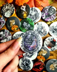 Cute, horror, halloween,witch, unique, handmade art artist illustration ecofriendly backpack jacket button pin badge perfect for gift 45mm