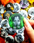Cute, horror, halloween,witch, unique, handmade art artist illustration ecofriendly backpack jacket button pin badge perfect for gift 45mm