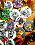 Cute, horror, halloween,witch, unique, handmade art artist illustration ecofriendly backpack jacket button pin badge perfect for gift 45mm
