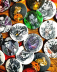 Cute, horror, halloween,witch, unique, handmade art artist illustration ecofriendly backpack jacket button pin badge perfect for gift 45mm