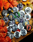 Cute, horror, halloween,witch, unique, handmade art artist illustration ecofriendly backpack jacket button pin badge perfect for gift 45mm