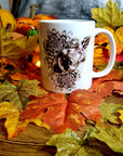 Halloween, spooky, magic, position bottle, witch, eco-friendly handmade ceramic mug with 100% unique illustrated art design