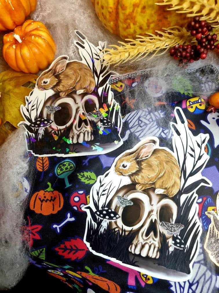 Halloween, spooky, rabbit fun, cool, one of a kind, unusual, illustration refrigerator magnets With gloss, holographic or shiney options