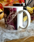 Bride of Frankenstein one of a kind unique illustrated art design handmade, handpressed mug, tea cup. Mug horror halloween spooky vintage