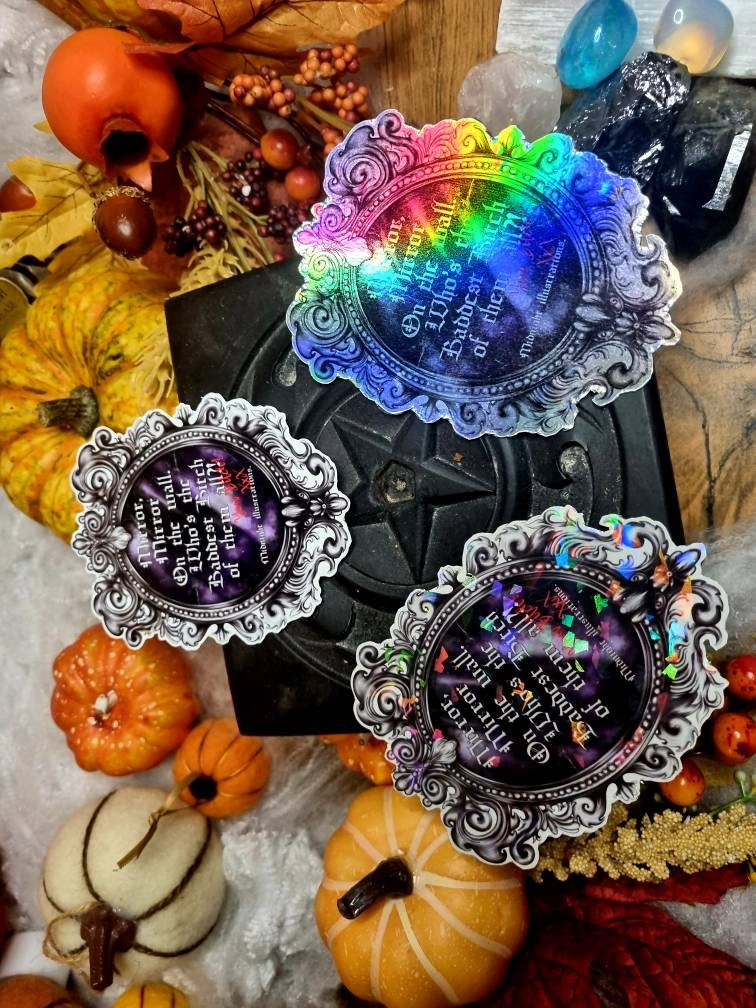 Unique Mirror mirror on the wall, who's the baddest of them all You b*tch illustrated art gloss or holographic refrigerator magnet snowwhite