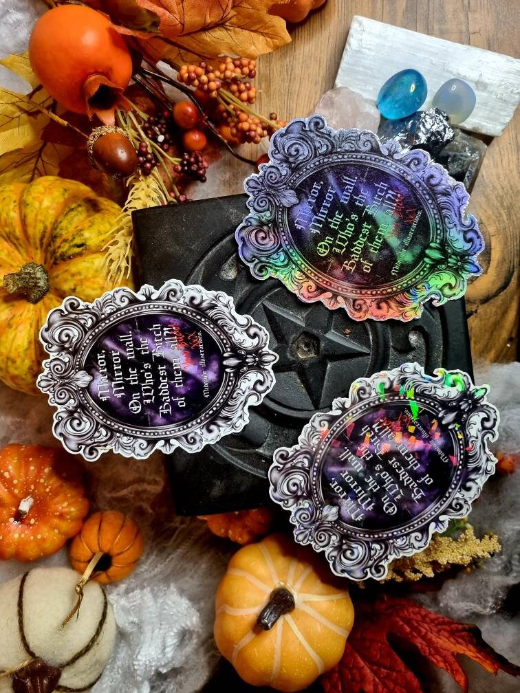 Unique Mirror mirror on the wall, who's the baddest of them all You b*tch illustrated art gloss or holographic refrigerator magnet snowwhite