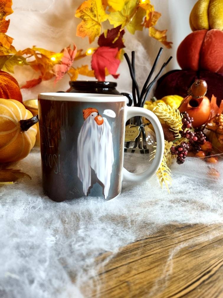 Bedsheet ghosts, ghosts, Halloween, spooky ghosts illustration art funny mugs, cup horror, punny ghost. I'm here for the boos. Ghosted.