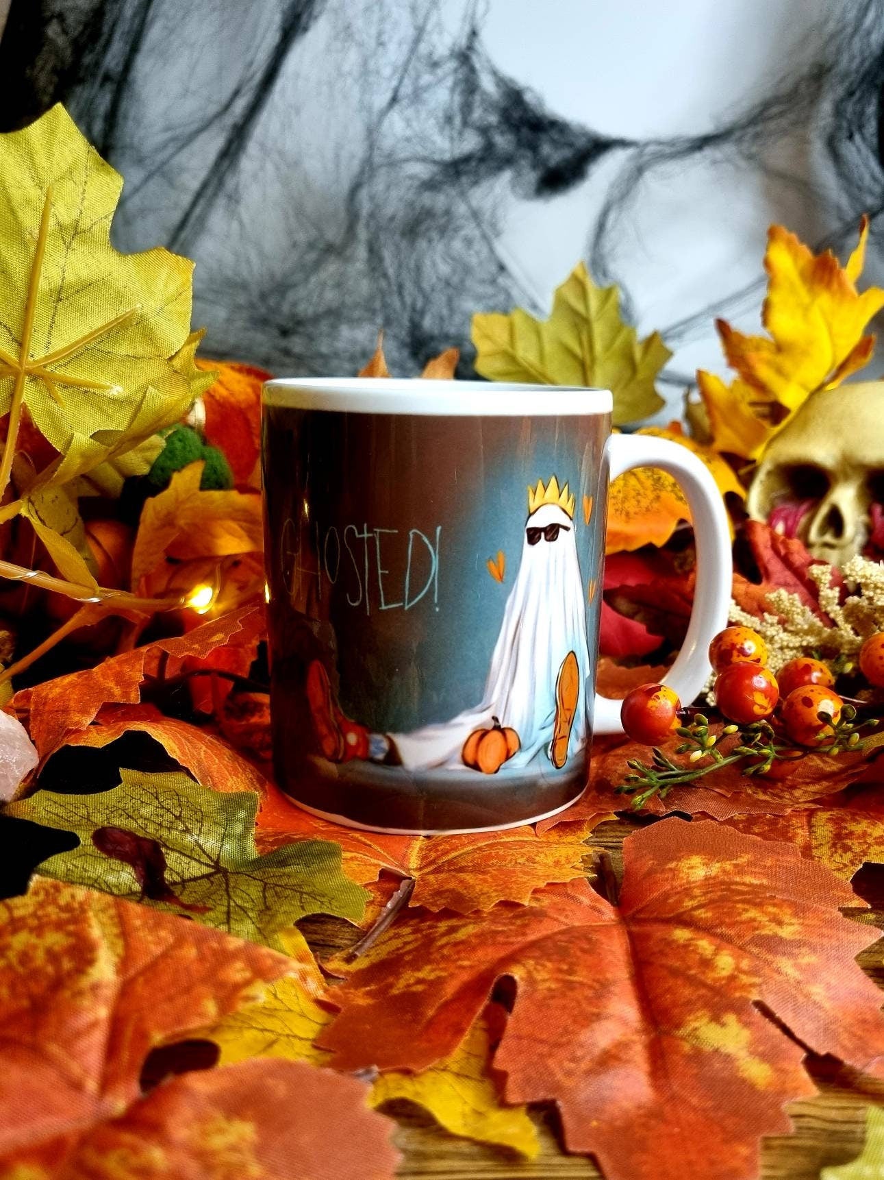 Bedsheet ghosts, ghosts, Halloween, spooky ghosts illustration art funny mugs, cup horror, punny ghost. I'm here for the boos. Ghosted.