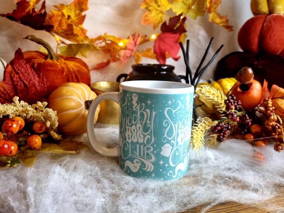 Spooky boo club, Halloween, Sad ghost, Sad ghost club, ghost, spooky, creepy cute, illustration design, ceramic mug, cup more colours.