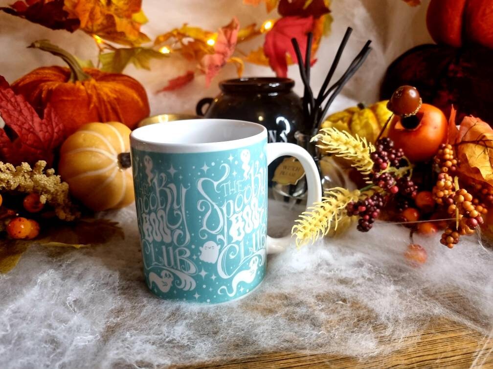 Spooky boo club, Halloween, Sad ghost, Sad ghost club, ghost, spooky, creepy cute, illustration design, ceramic mug, cup more colours.