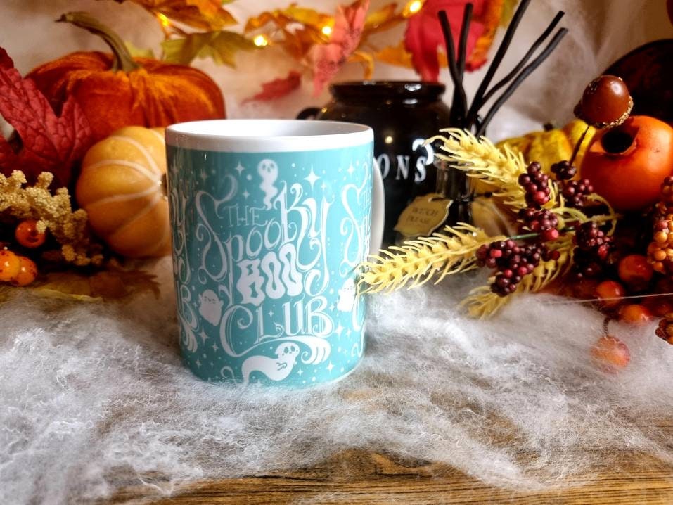 Spooky boo club, Halloween, Sad ghost, Sad ghost club, ghost, spooky, creepy cute, illustration design, ceramic mug, cup more colours.