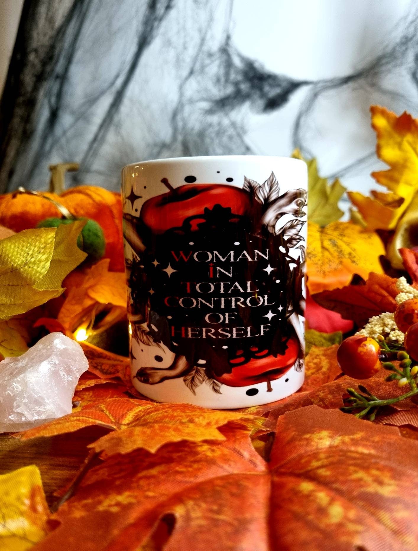 W.I.T.C.H women in total control of herself, femal empowerment, female boss, serpent, snake, alt forbidden fruits, handprint unique art mug