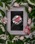 dramatic stunning digital painting colour popping purple finch bird illustration nature wall art perfect for home decor.