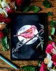 dramatic stunning digital painting colour popping purple finch bird illustration nature wall art perfect for home decor.