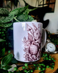 Unique design functional art sublimation rabbit illustration mug black & white monochrome perfect gift home decor Alice in wonderland