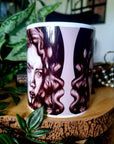 One of a kind design functional art sublimation illustration mug with black & white vintage flapper pinup girl perfect gift and home decor