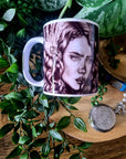 One of a kind design functional art sublimation illustration mug with black & white vintage flapper pinup girl perfect gift and home decor