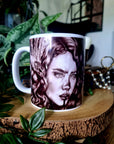 One of a kind design functional art sublimation illustration mug with black & white vintage flapper pinup girl perfect gift and home decor