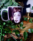 One of a kind design functional art sublimation illustration mug with black and white portrait perfect gift and statement piece home decor
