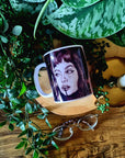 One of a kind design functional art sublimation illustration mug with black and white portrait perfect gift and statement piece home decor