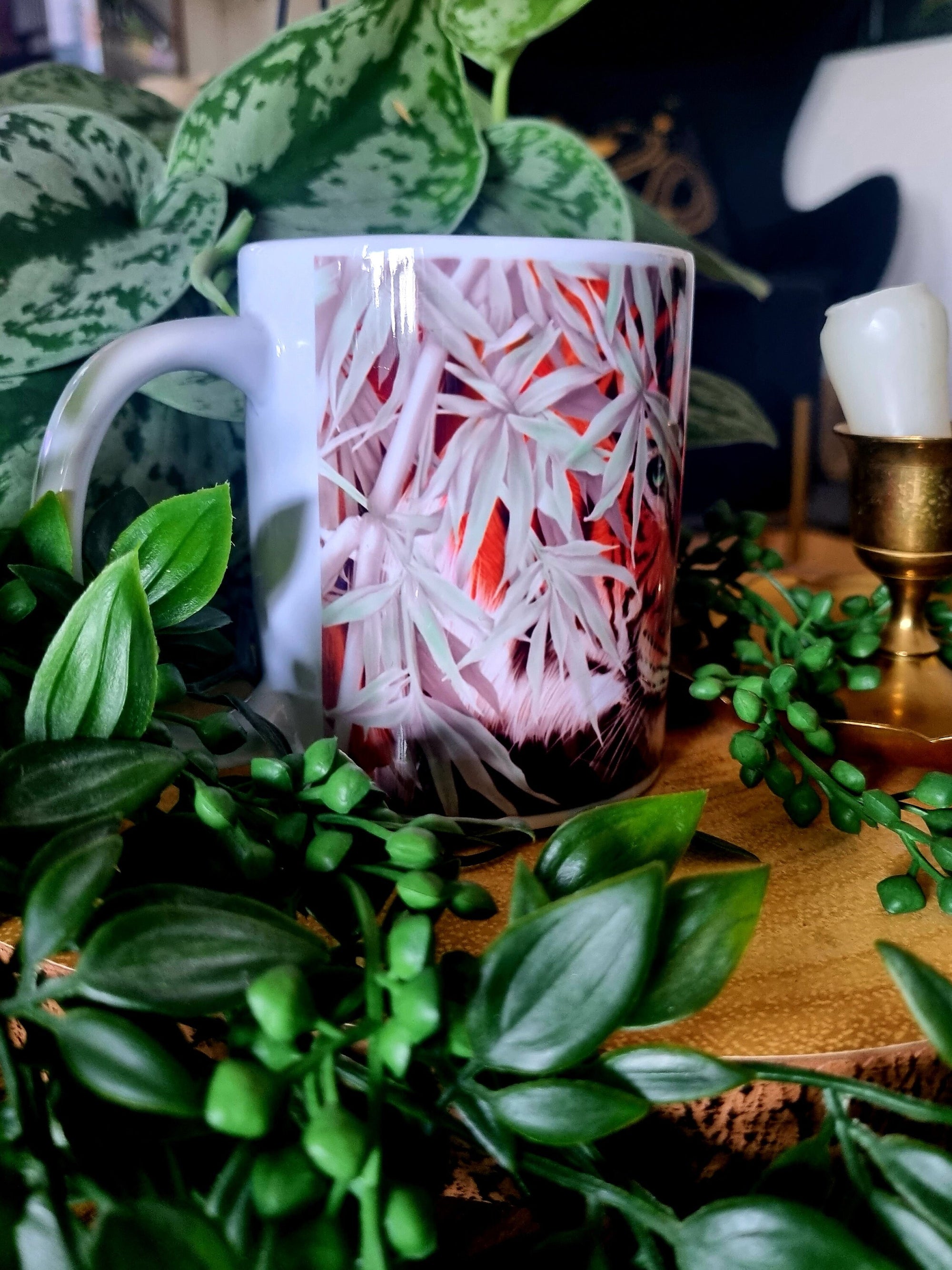 Beautiful bright bold Bengal tiger art illustration functional art mug with bright bold colours and detail perfect gift & home decor art mug