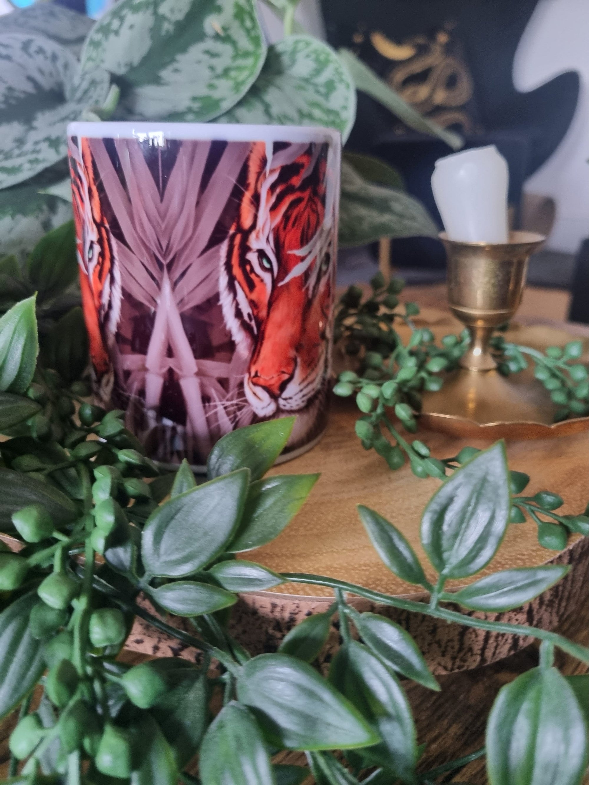 Beautiful bright bold Bengal tiger art illustration functional art mug with bright bold colours and detail perfect gift & home decor art mug