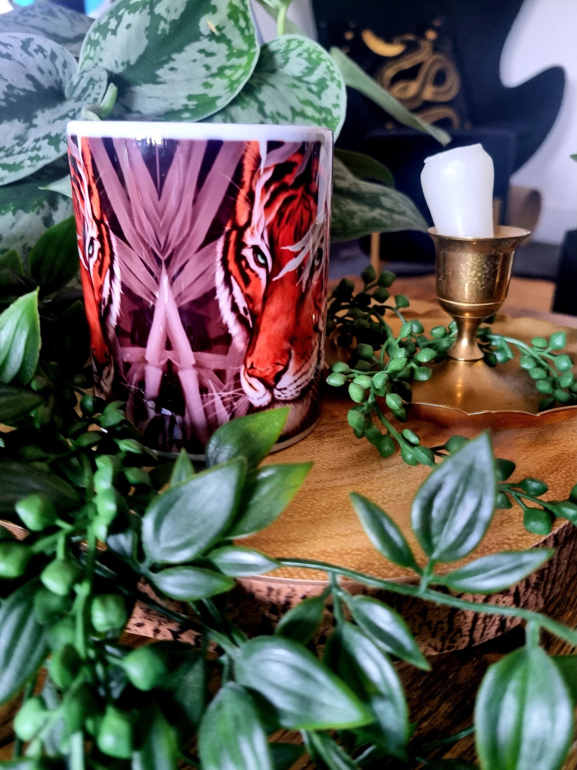 Beautiful bright bold Bengal tiger art illustration functional art mug with bright bold colours and detail perfect gift & home decor art mug