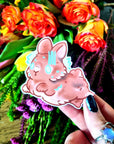 kawaii cute adorable anime art illustration shocked scared rabbit bun waterproof vinyl sticker or magnet perfect for planner or scrapbooking