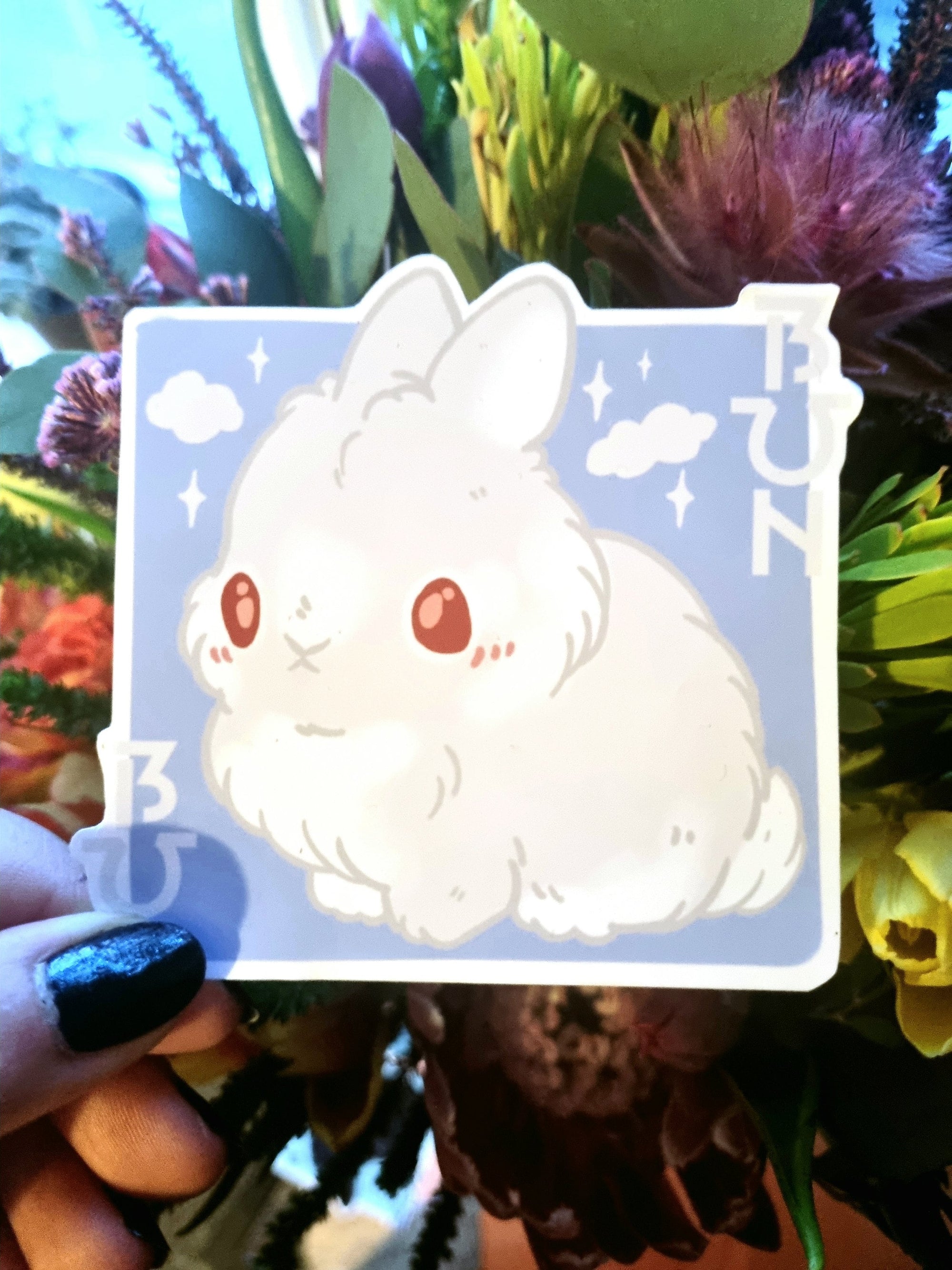 kawaii cute adorable anime art illustration rabbit bun waterproof vinyl sticker or magnet perfect for planner or scrapbooking And laptops