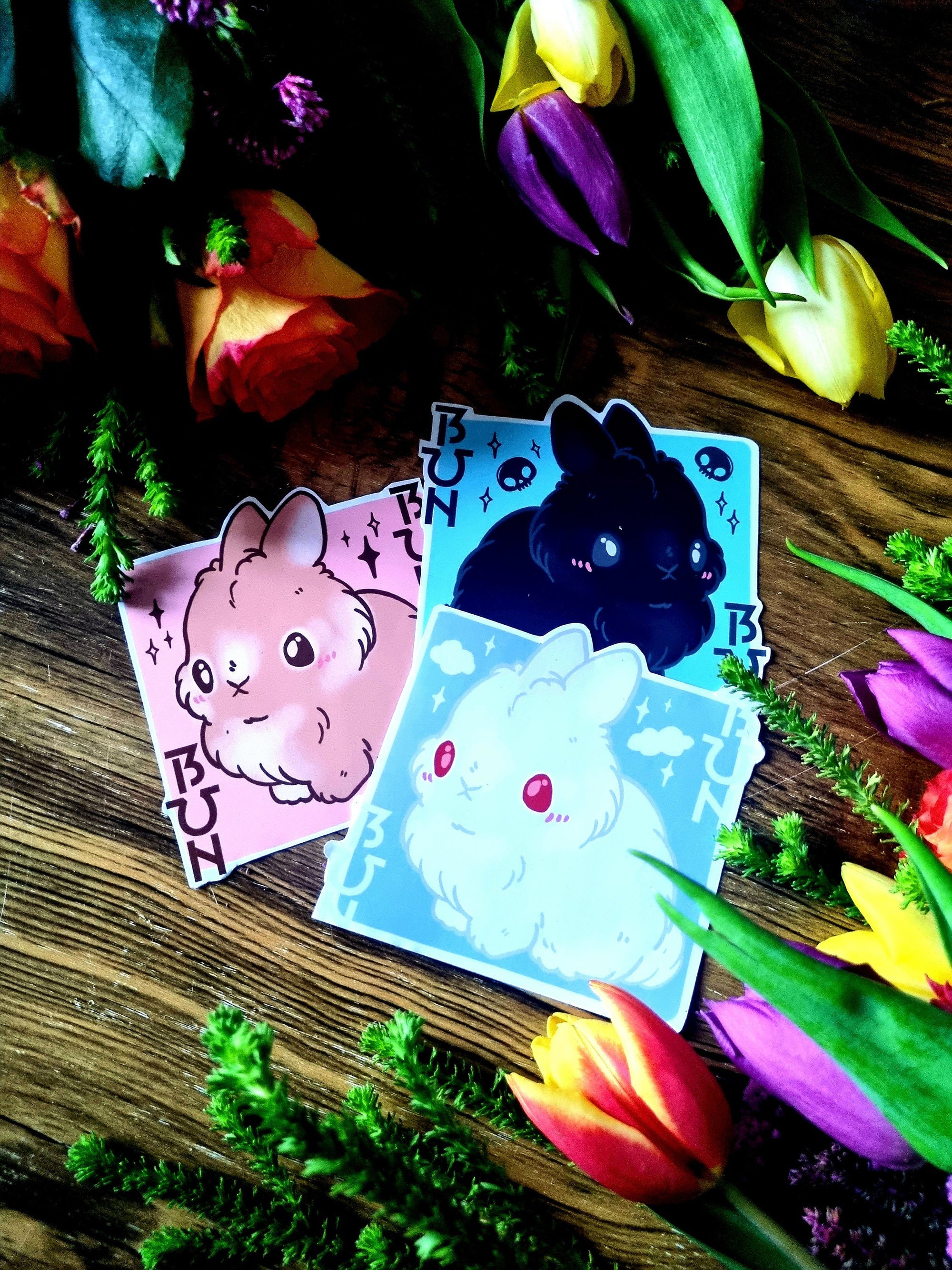 kawaii cute adorable anime art illustration rabbit bun waterproof vinyl sticker or magnet perfect for planner or scrapbooking And laptops