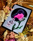beautiful modern digital painting colour popping pink robin bird illustration nature wall art perfect for home decor.