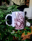 Unique design functional art sublimation rabbit illustration mug black & white monochrome perfect gift home decor Alice in wonderland