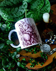 Unique design functional art sublimation rabbit illustration mug black & white monochrome perfect gift home decor Alice in wonderland