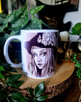 Unique beautiful green witch dark academia gothic halloween mug perfect gift or home decor art mug functional art coffee mug spooky vibes