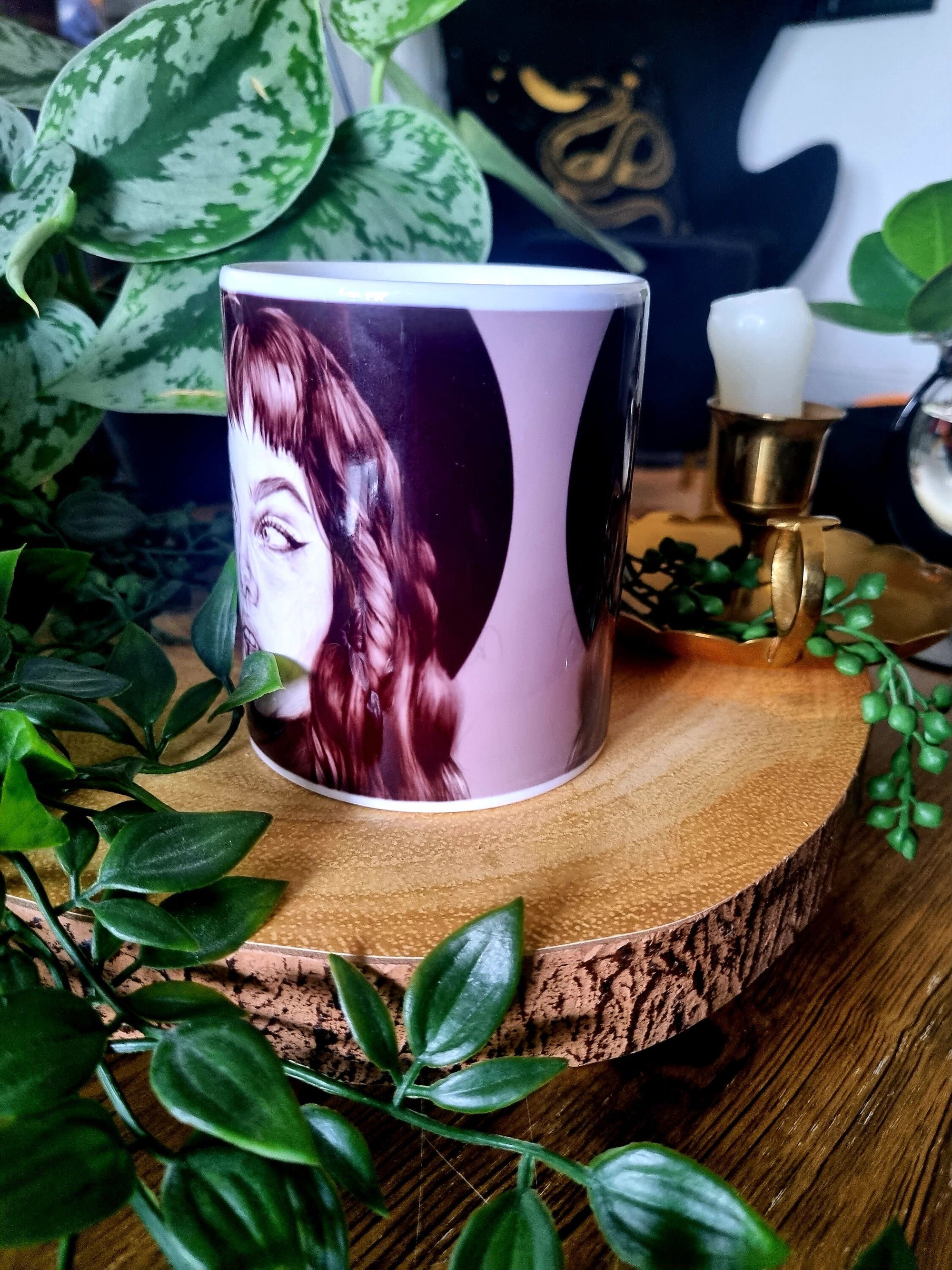 One of a kind design functional art sublimation illustration mug with black and white portrait perfect gift and statement piece home decor