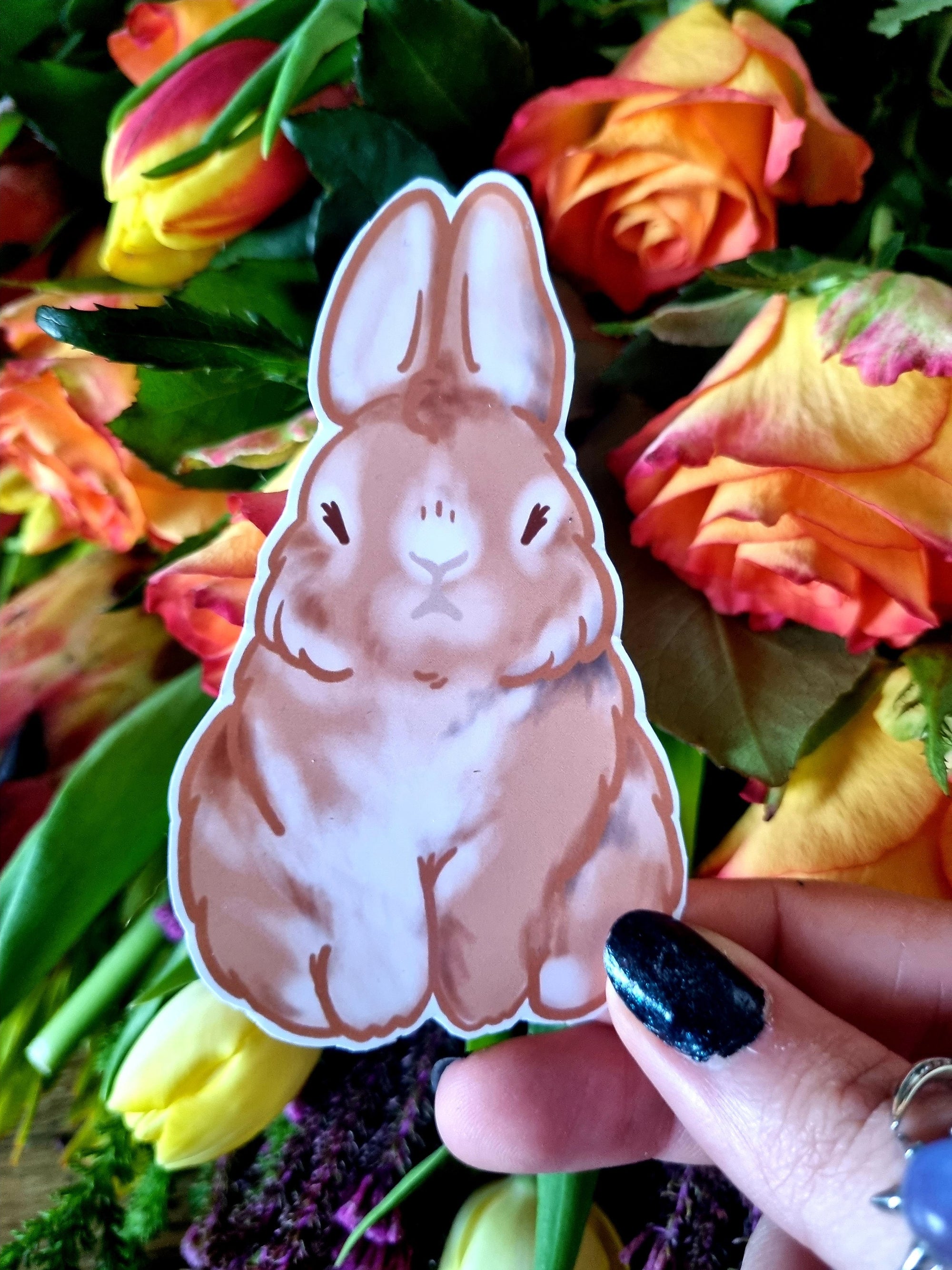 kawaii cute adorable anime art illustration rabbit bun waterproof vinyl sticker or magnet perfect for planner or scrapbooking pastel Bunny