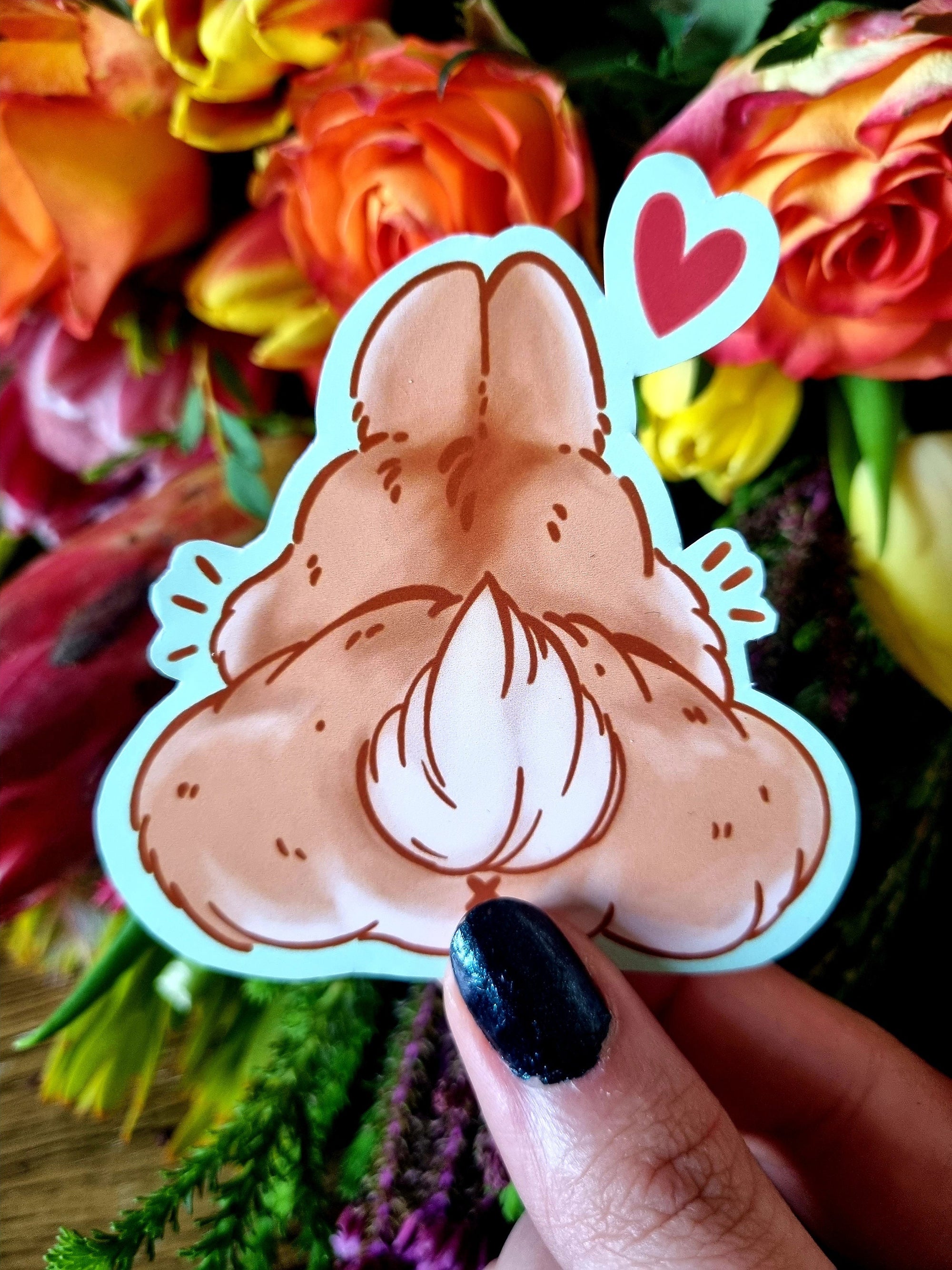 kawaii cute adorable anime art illustration rabbit bun waterproof vinyl sticker or magnet perfect for planner or scrapbooking Bunny butt