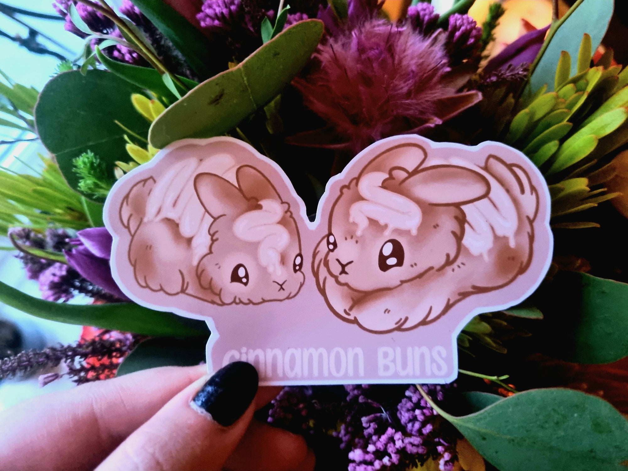 kawaii cute adorable anime art illustration rabbit waterproof vinyl sticker or magnet perfect for planner scrapbooking Punny cinnamon buns