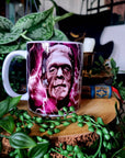 Bride of Frankenstein one of a kind unique illustrated art design handmade, handpressed mug, tea cup. Mug horror halloween spooky vintage