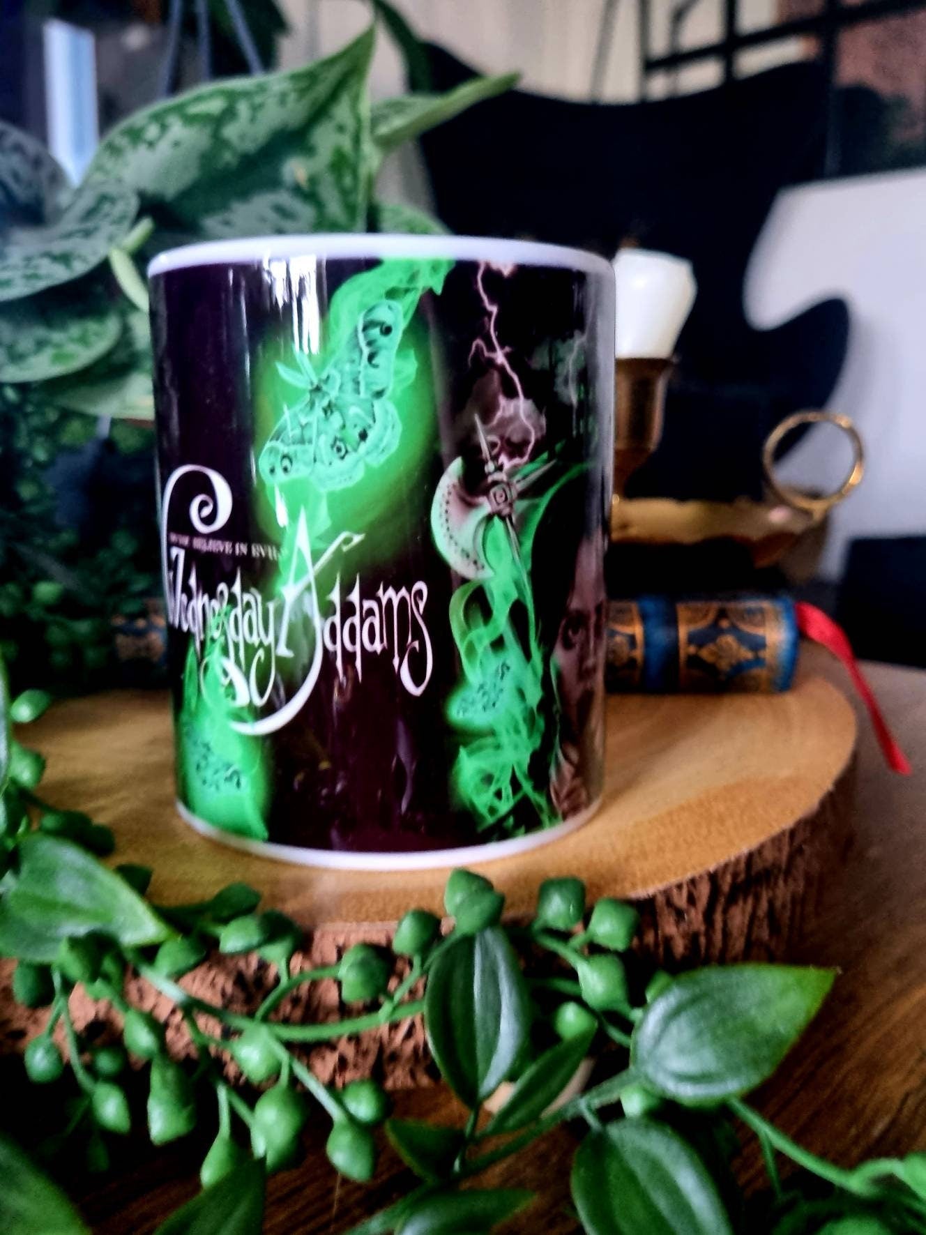 Wednesday Adams, Adams family, horror, spooky, Halloween, one of a kind illustration art design mug. Perfect gothic gift tea cup