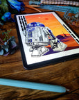 Droid| r2d2 | beautiful hand-drawn comic art | art print | illustration | Wall art |tatooine | unique | space | geeky | starwars| home decor