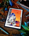 Droid| r2d2 | beautiful hand-drawn comic art | art print | illustration | Wall art |tatooine | unique | space | geeky | starwars| home decor