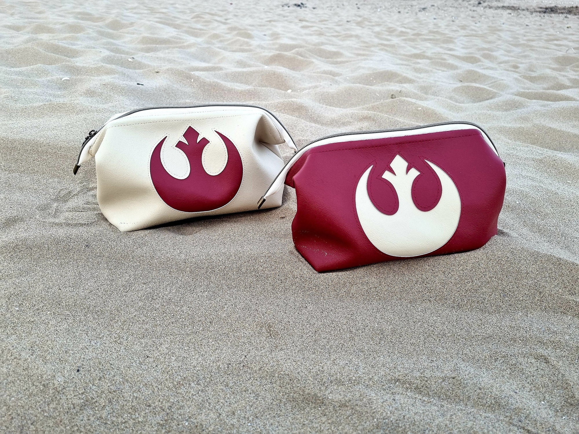 Luxurious vegan leather hand made starwars the rebel alliance stylish water resistant toiletry bag retreat bag in two colours hand finished