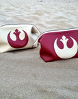 Luxurious vegan leather hand made starwars the rebel alliance stylish water resistant toiletry bag retreat bag in two colours hand finished