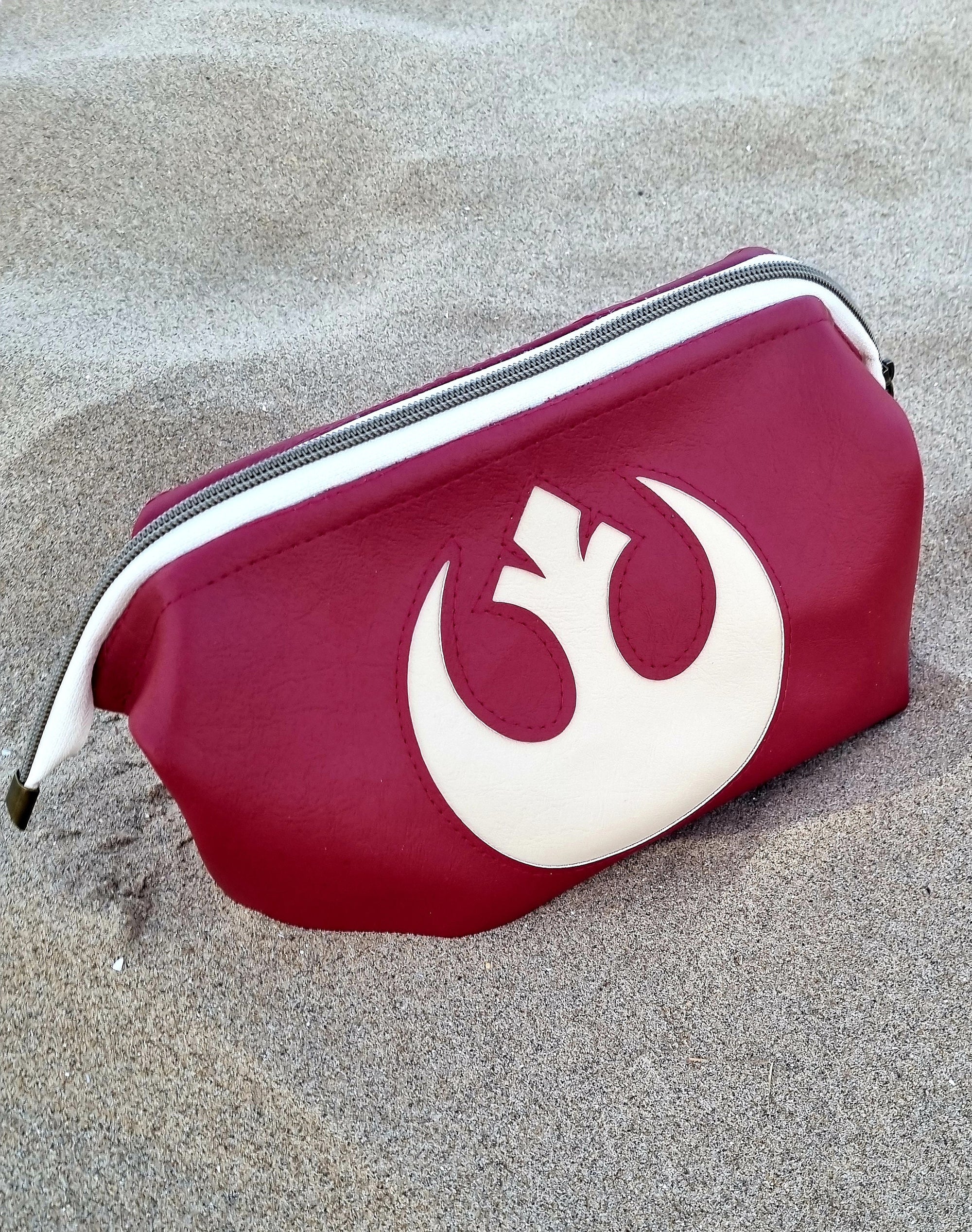 Luxurious vegan leather hand made starwars the rebel alliance stylish water resistant toiletry bag retreat bag in two colours hand finished