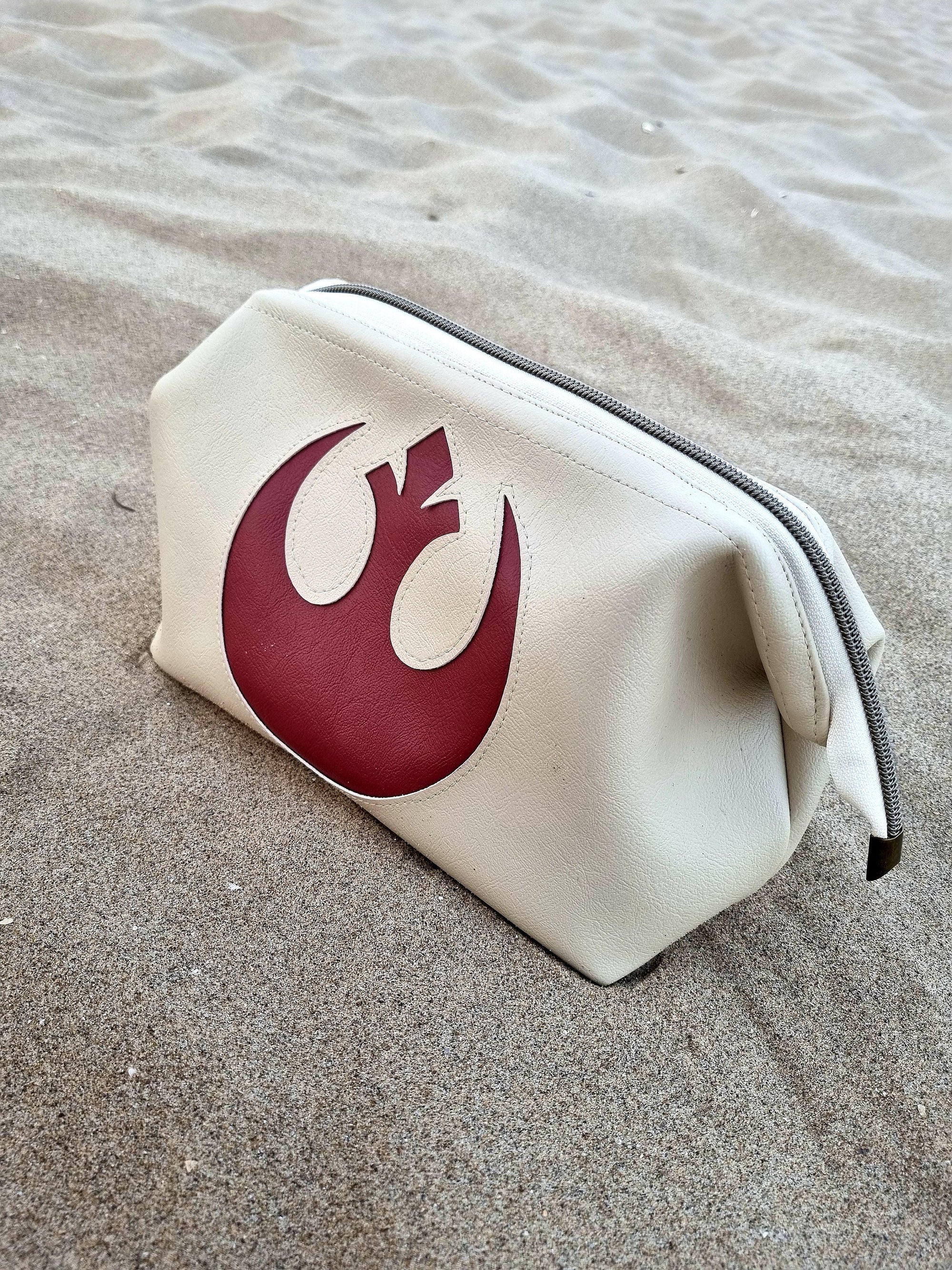 Luxurious vegan leather hand made starwars the rebel alliance stylish water resistant toiletry bag retreat bag in two colours hand finished