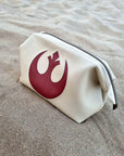 Luxurious vegan leather hand made starwars the rebel alliance stylish water resistant toiletry bag retreat bag in two colours hand finished