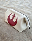 Luxurious vegan leather hand made starwars the rebel alliance stylish water resistant toiletry bag retreat bag in two colours hand finished